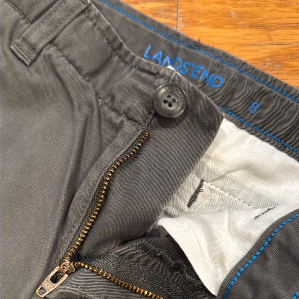 Lands' End Kids' Gray Chinos - Picture 3 of 4